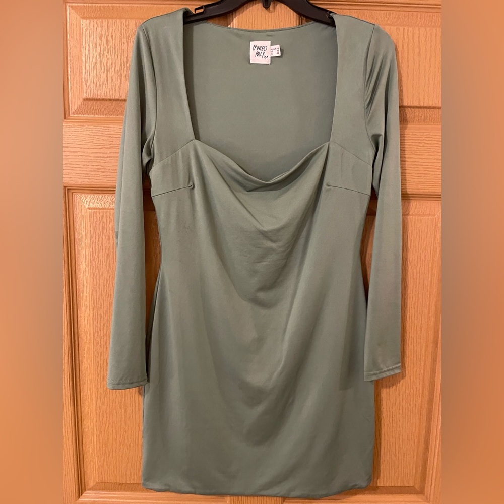 Princess Polly Green Long Sleeve Mini Dress